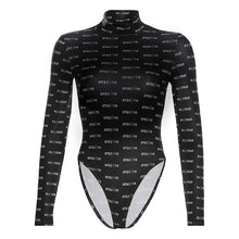Load image into Gallery viewer, IAMHOTTY Letter Print Bodycon Casual Turtleneck Bodysuit New Fashion Slim Basic Black Jumpsuit Autumn Solid Long Sleeve Bodysuit